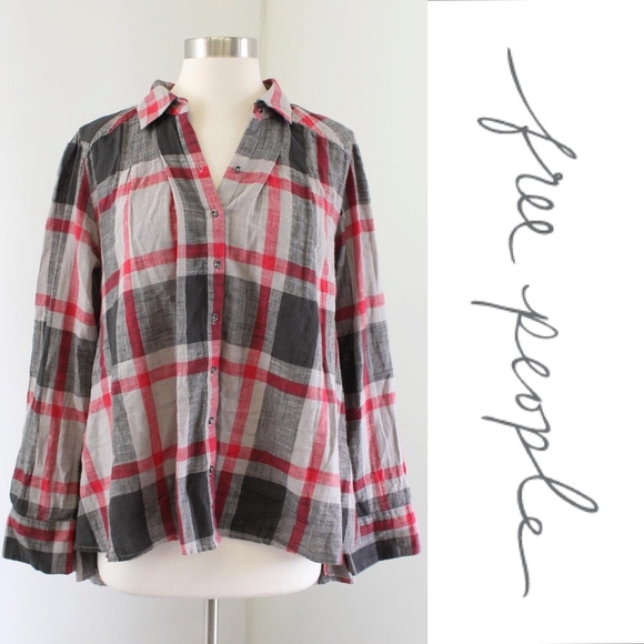 Free People Tops - Free People Peppy in Plaid Button Front Shirt